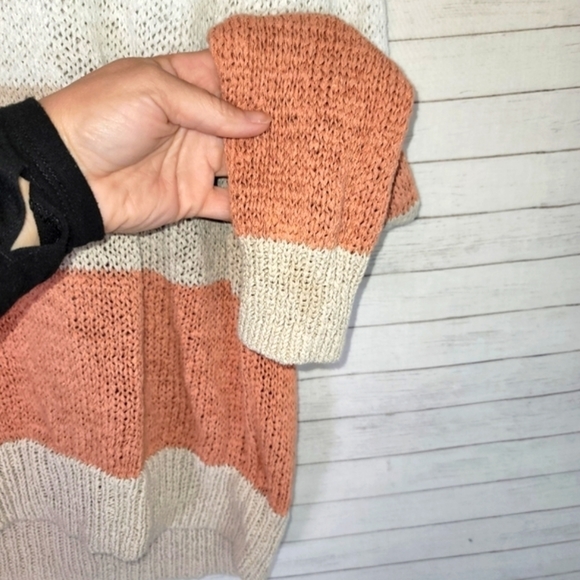360 SWEATER LINEN BLEND COLORBLOCK SWEATER, SZ MEDIUM - Picture 5 of 7